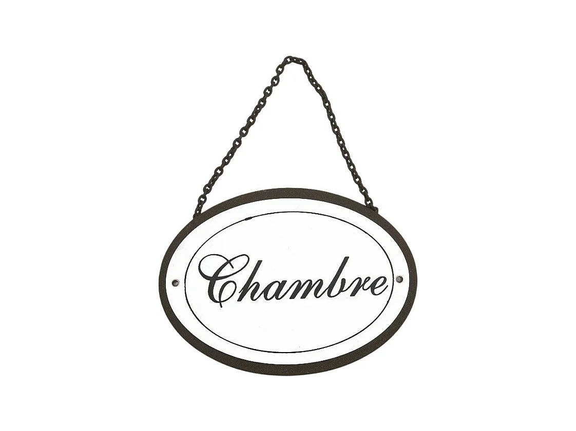 Plaque de porte décorative vintage chambre fer blanc noir 16x11.5cm