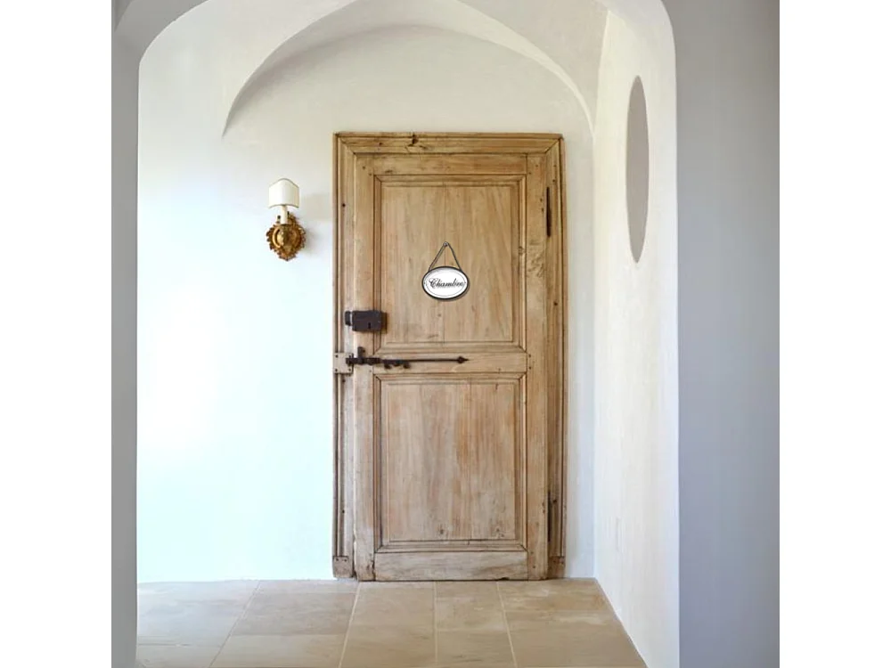 Plaque de porte décorative vintage chambre fer blanc noir 16x11.5cm