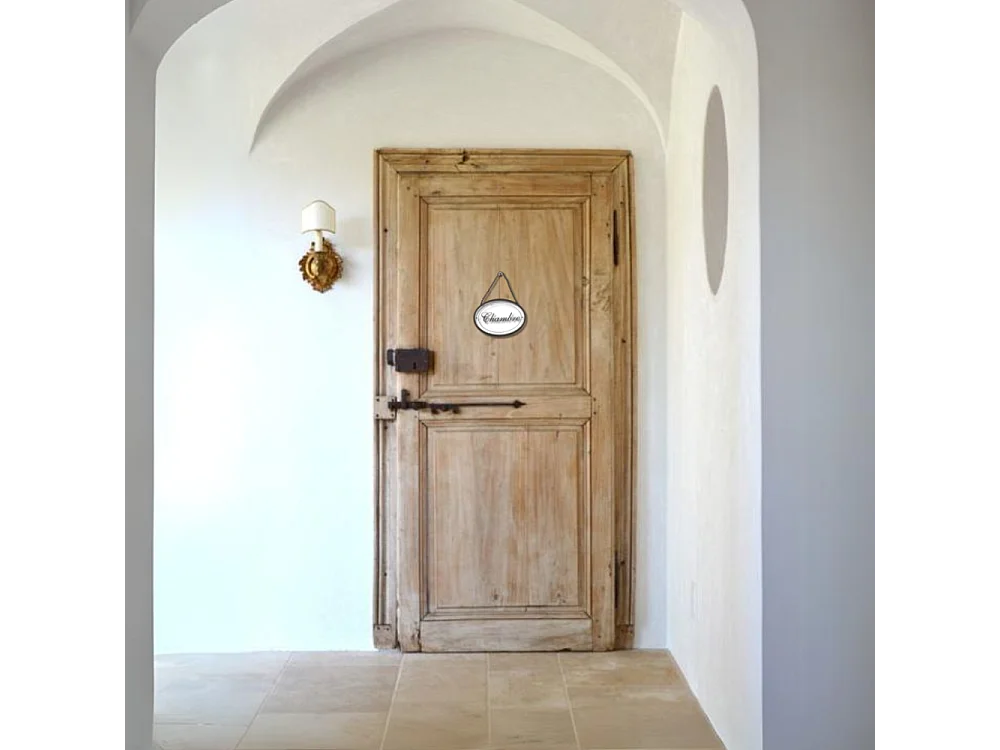 Plaque de porte décorative vintage chambre fer blanc noir 16x11.5cm