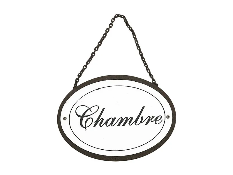 Plaque de porte décorative vintage chambre fer blanc noir 16x11.5cm