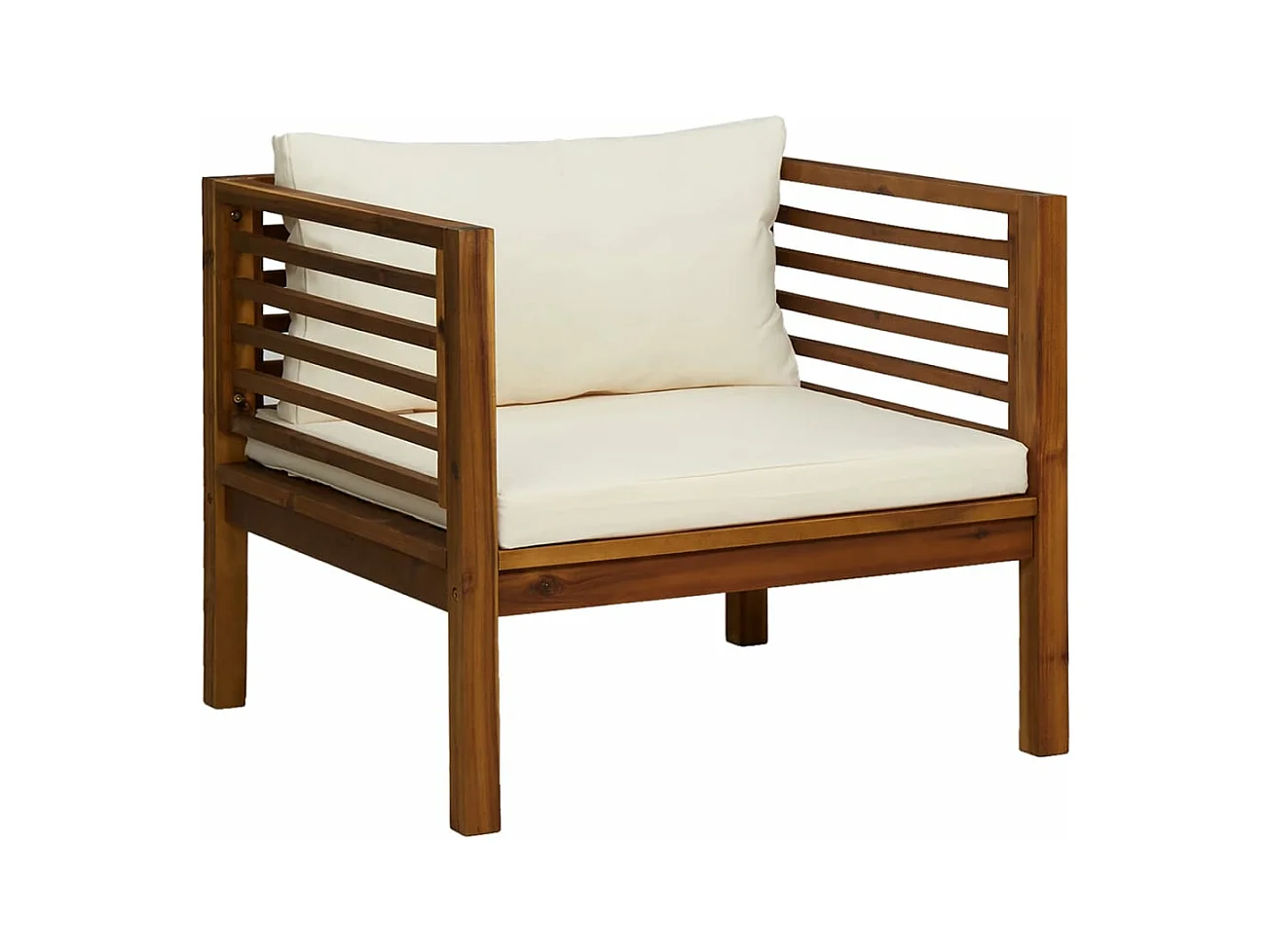 Set Divani da Giardino 7 pz con Cuscini Crema in Legno Acacia