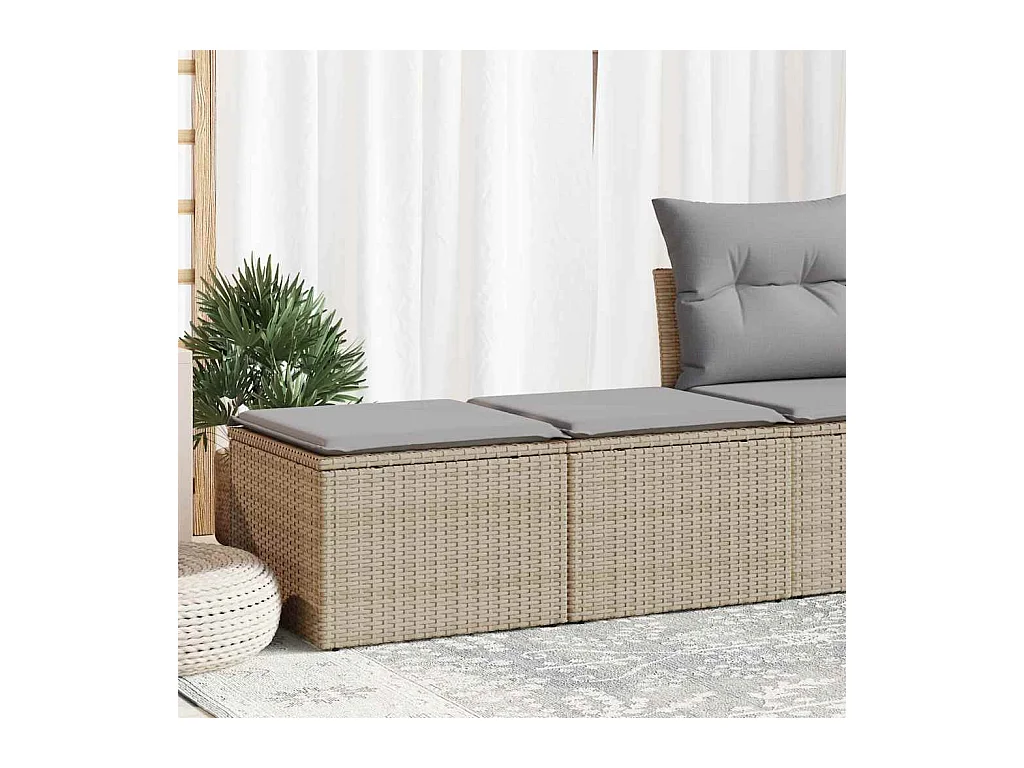 Salon de jardin avec coussins 2 pcs beige résine tressée acacia