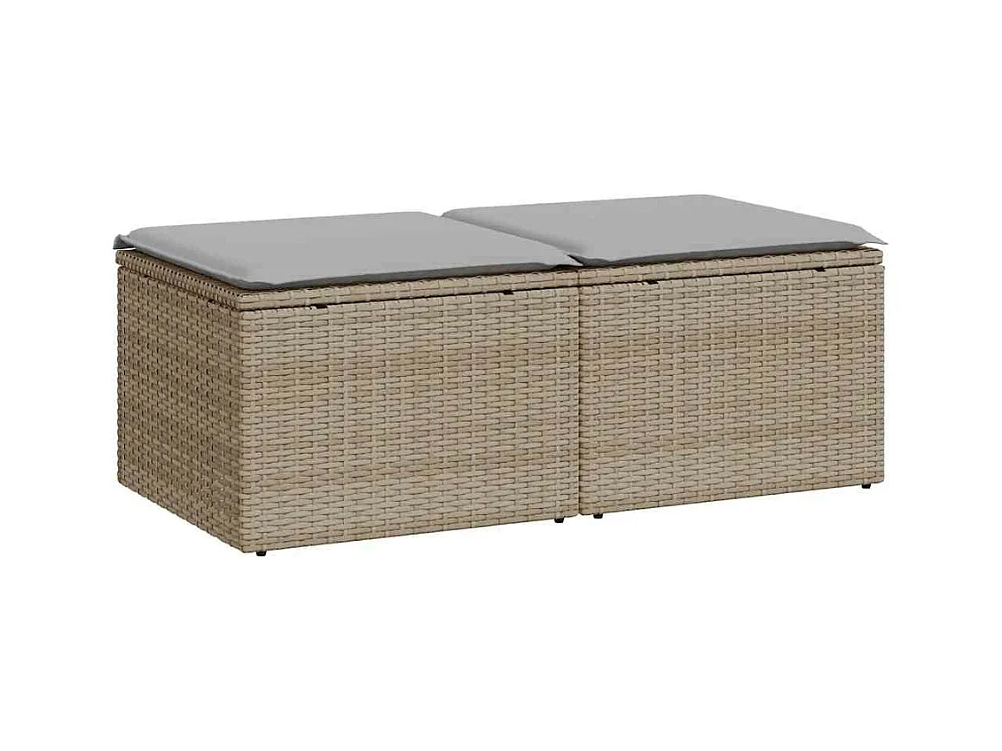 Salon de jardin avec coussins 2 pcs beige résine tressée acacia
