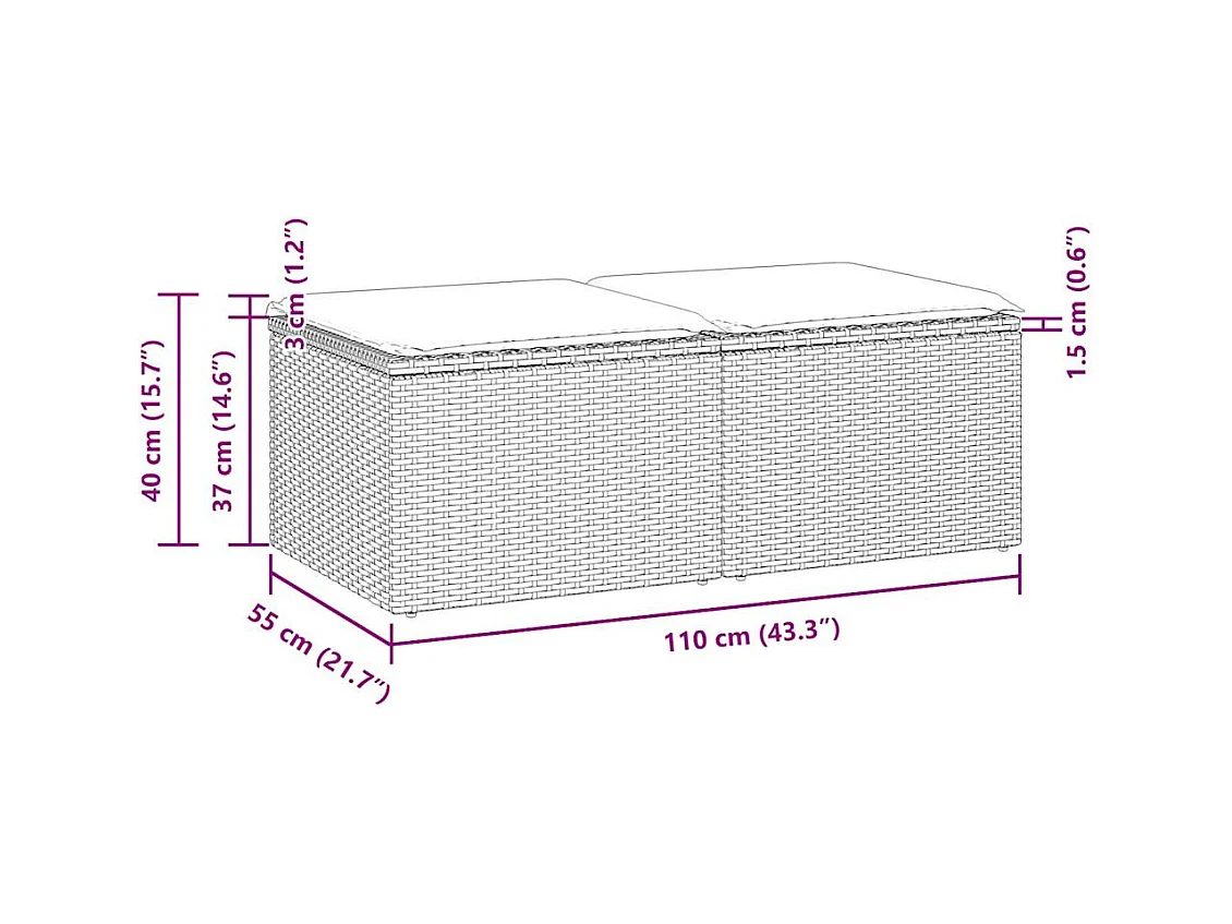 Salon de jardin avec coussins 2 pcs beige résine tressée acacia