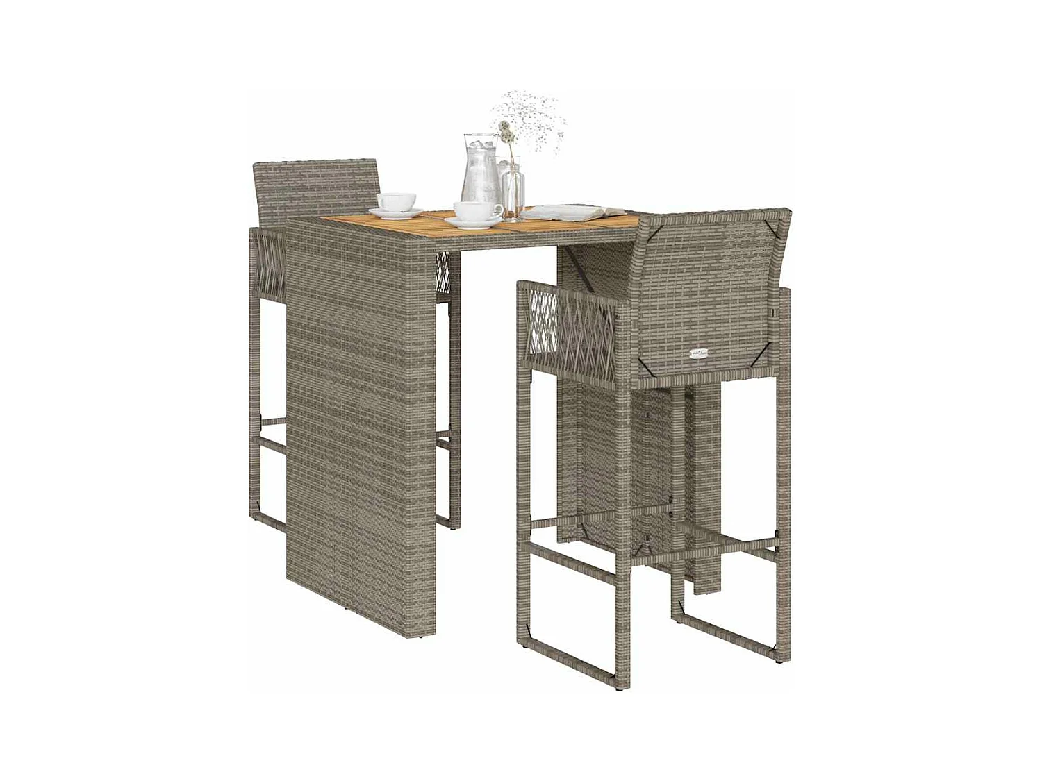 Ensemble de bar de jardin 3 pcs sans coussins gris poly rotin