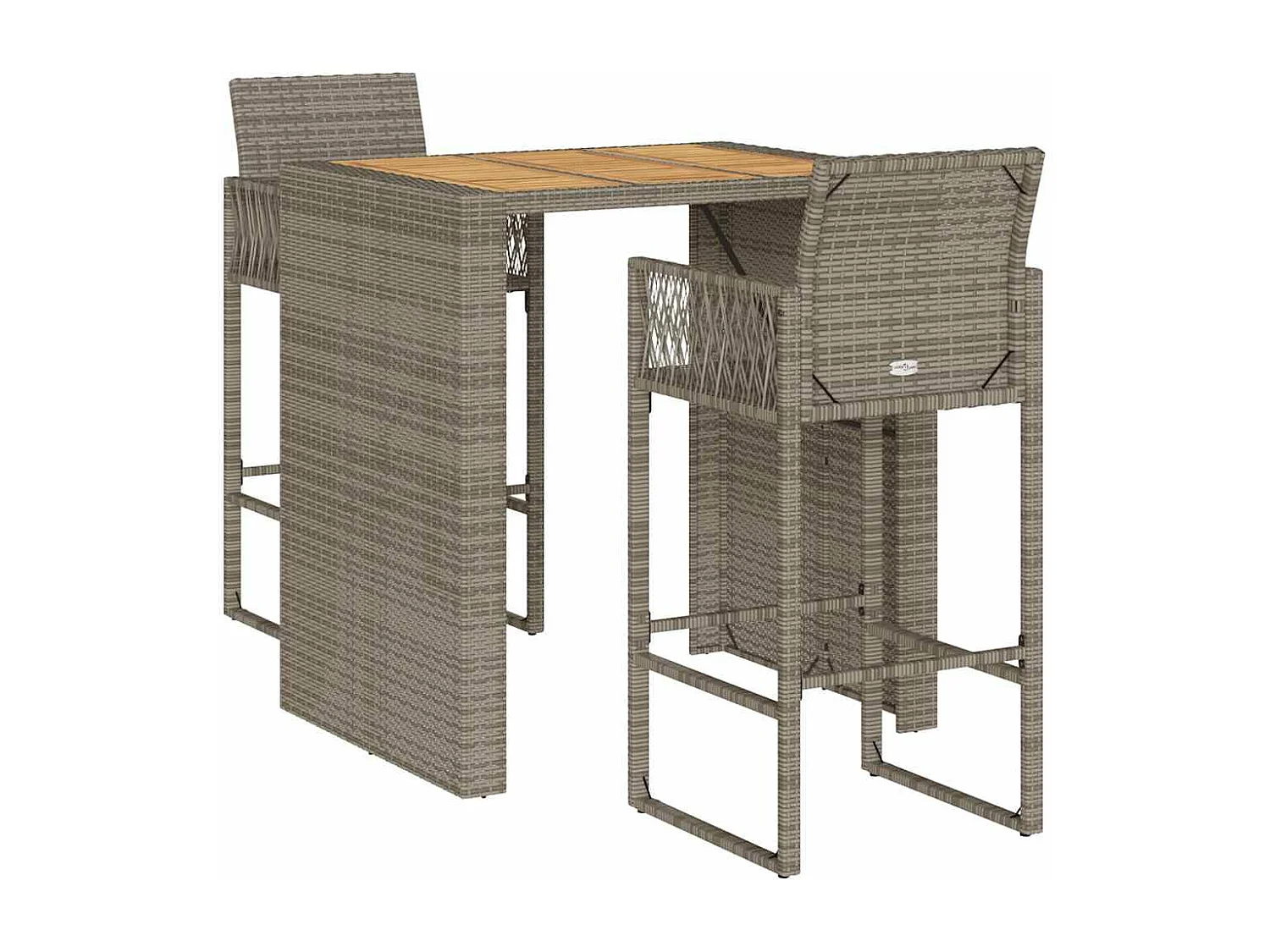 Ensemble de bar de jardin 3 pcs sans coussins gris poly rotin