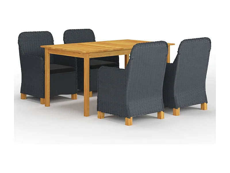 Juego de comedor para jardín de 5 piezas gris oscuro