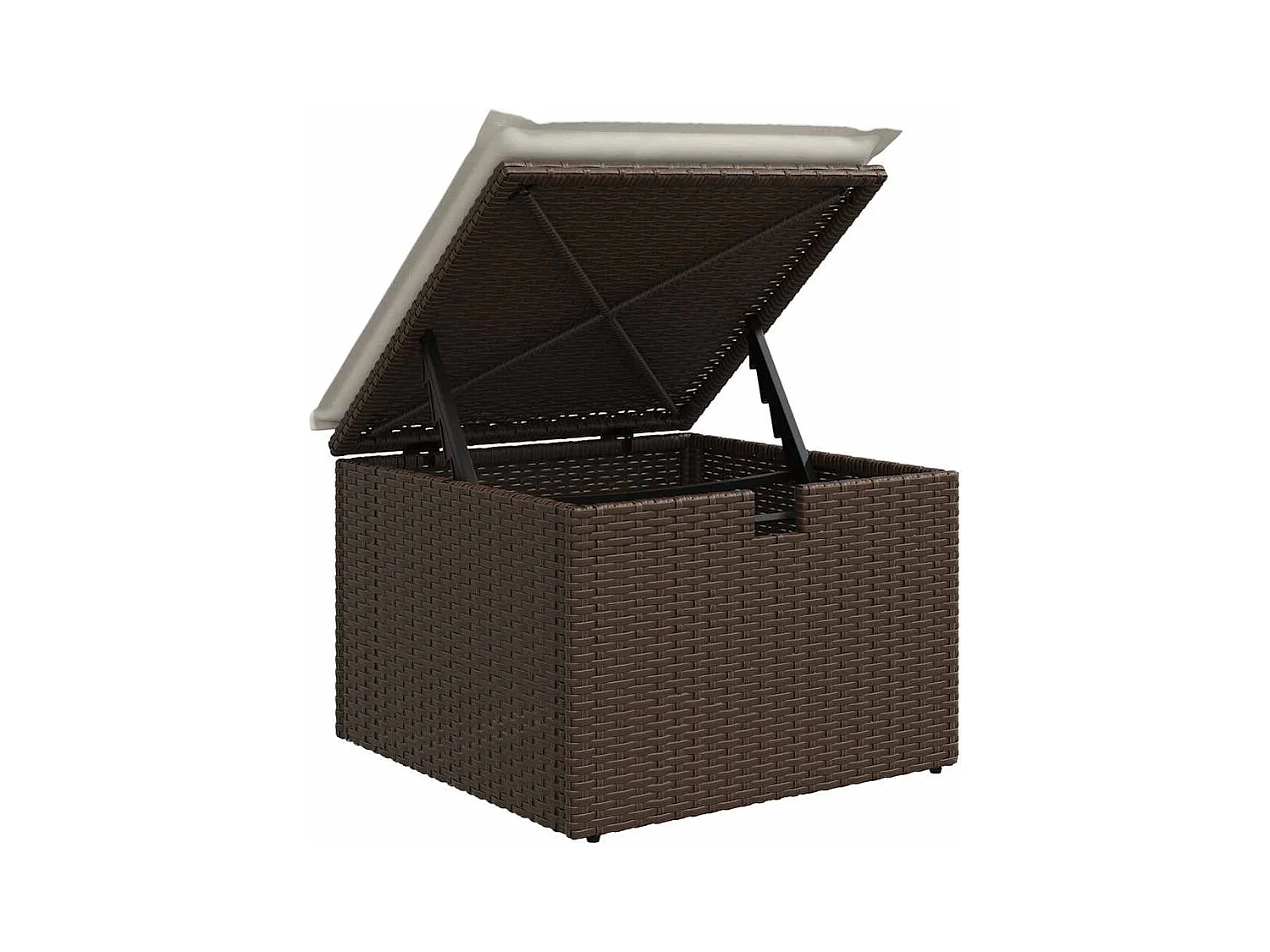 Salon de jardin 4 pcs avec coussins marron résine tressée