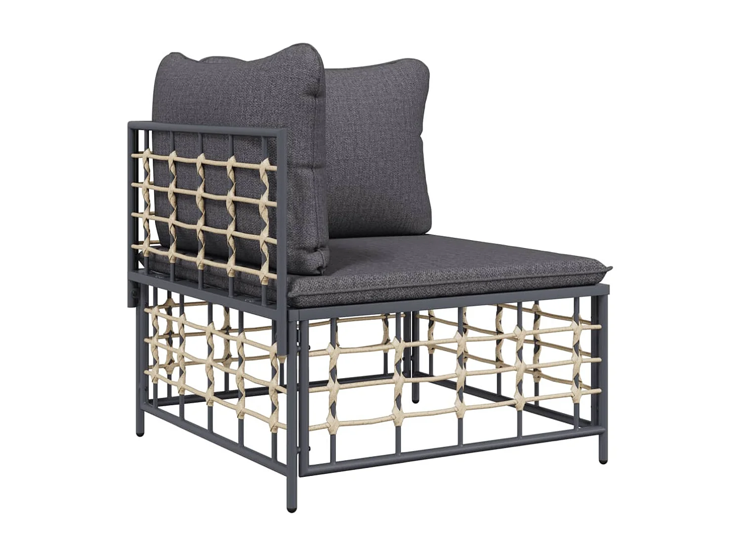3-delige Loungeset met kussens poly rattan antracietkleurig