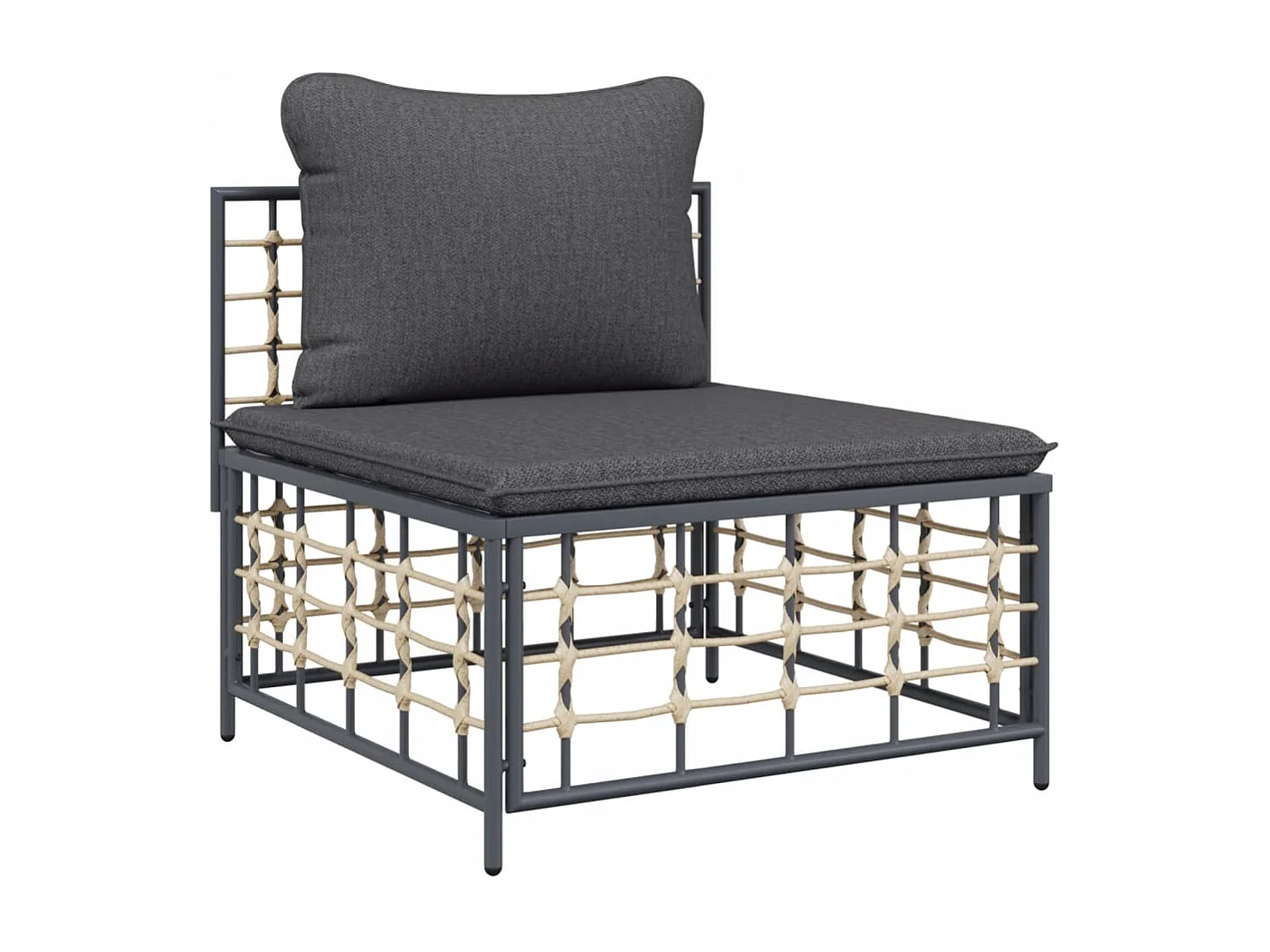 3-delige Loungeset met kussens poly rattan antracietkleurig