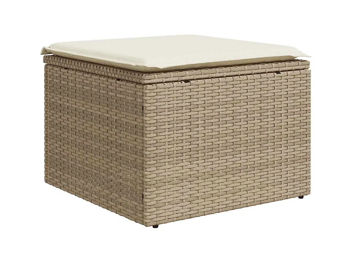 Salon de jardin avec coussins 2 pcs beige résine tressée acacia