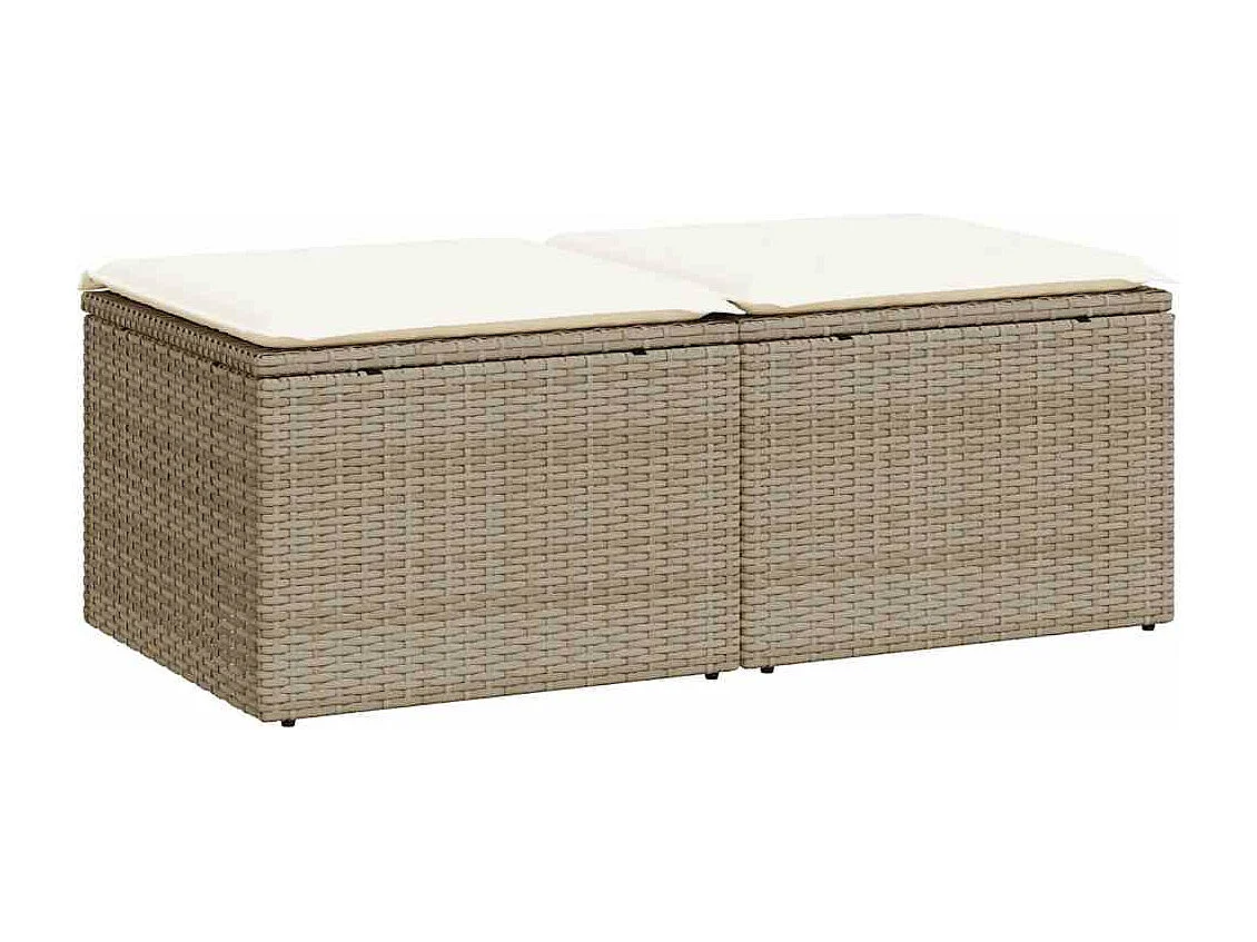 Salon de jardin avec coussins 2 pcs beige résine tressée acacia