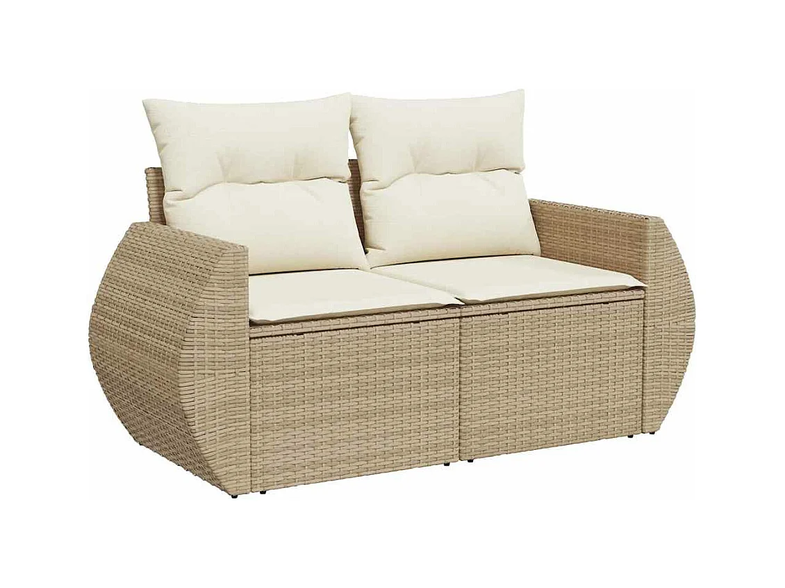 6-tlg. Garten-Sofagarnitur mit Kissen Beige Poly Rattan
