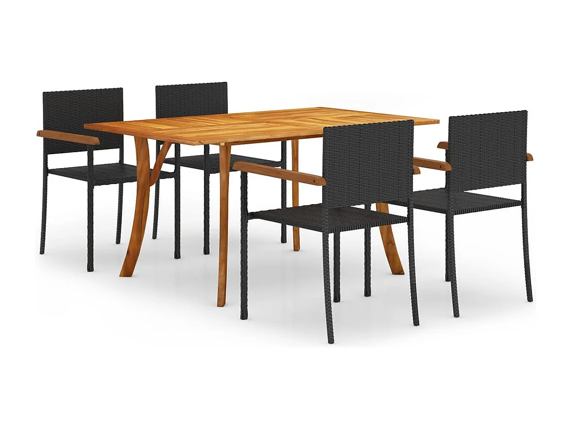 Set Mobili da Pranzo per Giardino 5 pz Nero