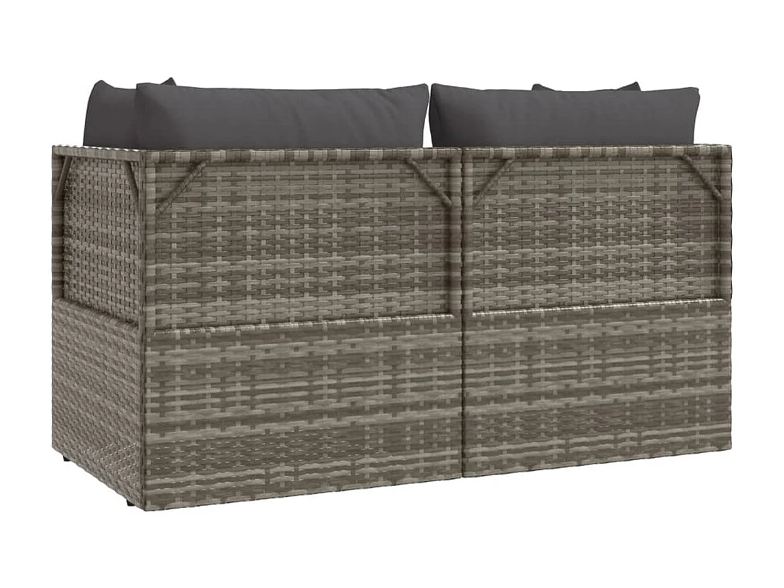 Set Divani da Giardino 3 pz con Cuscini in Polyrattan Grigio