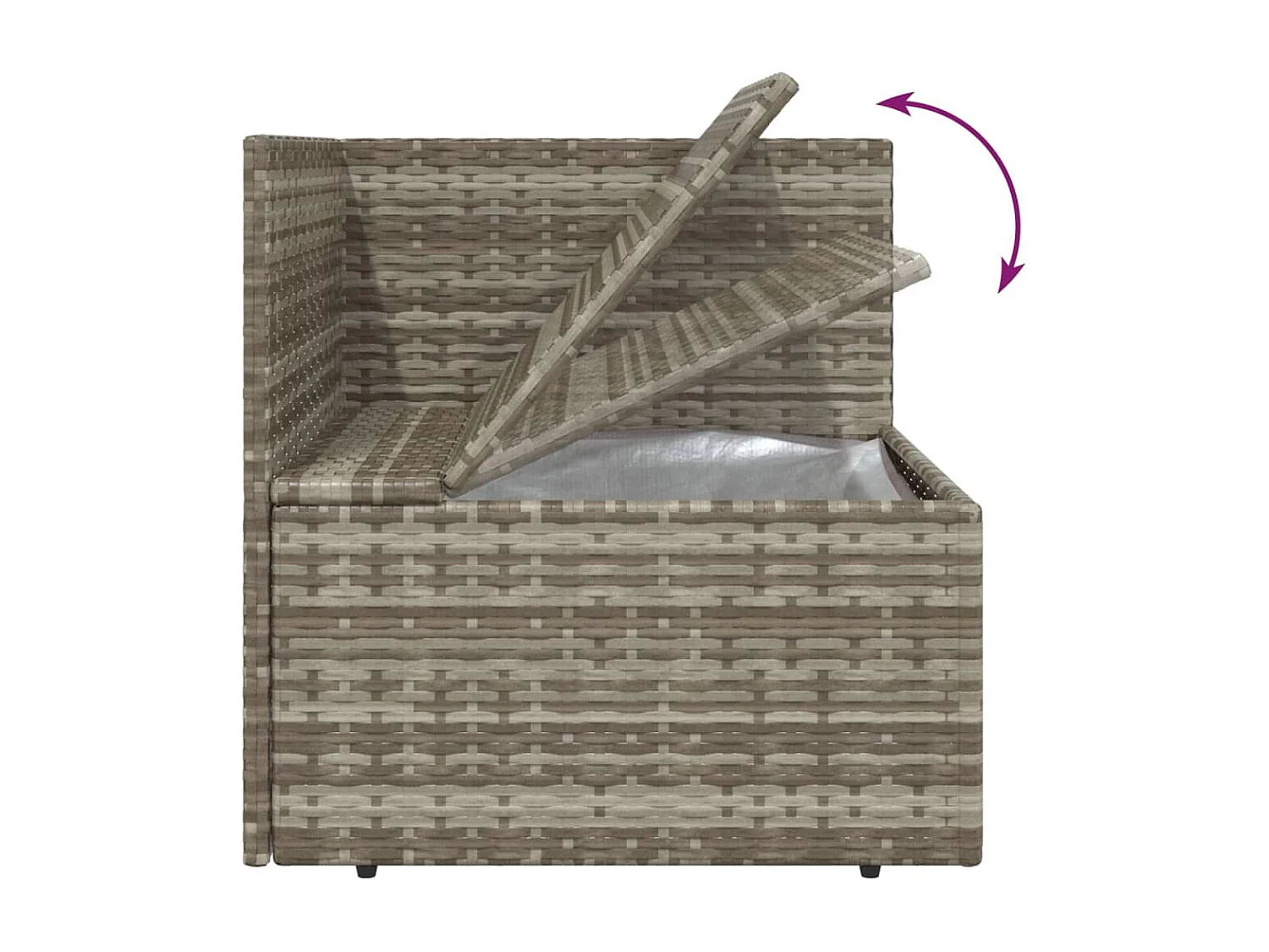 3-delige Loungeset met kussens poly rattan grijs