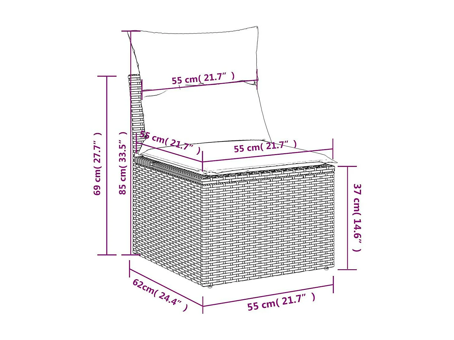 2-delige Loungeset met kussens poly rattan acacia bruin