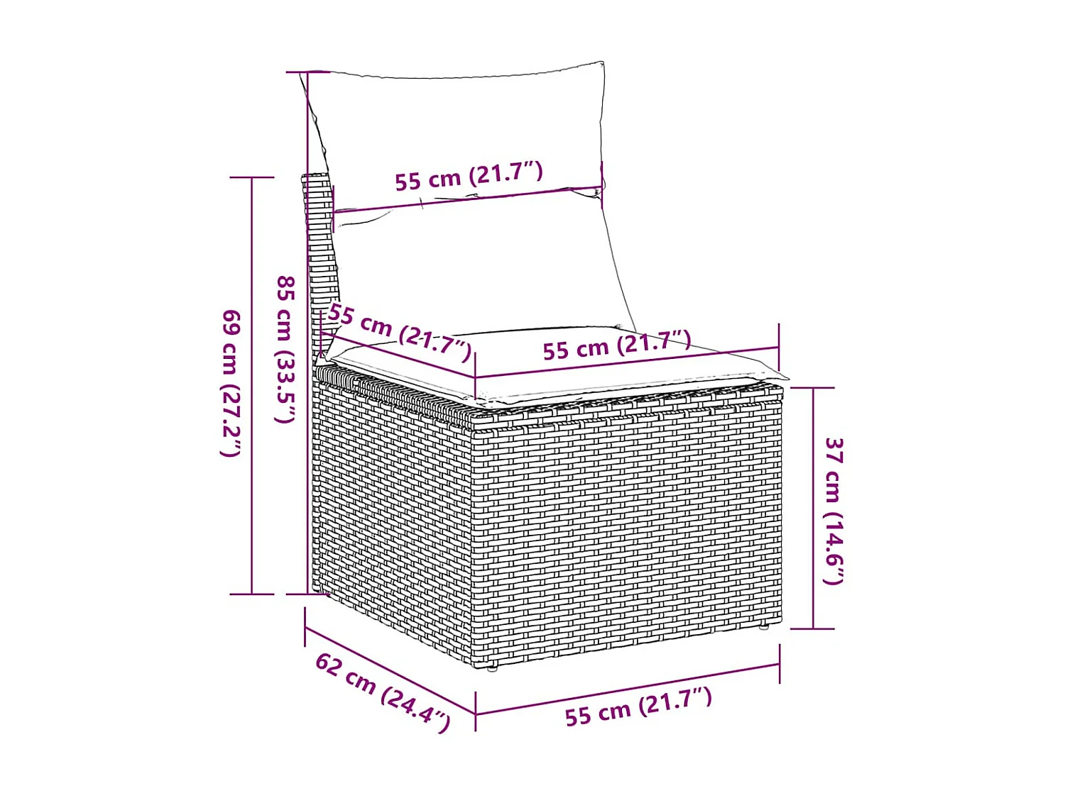 2-tlg. Garten-Sofagarnitur mit Kissen Braun Poly Rattan Akazie