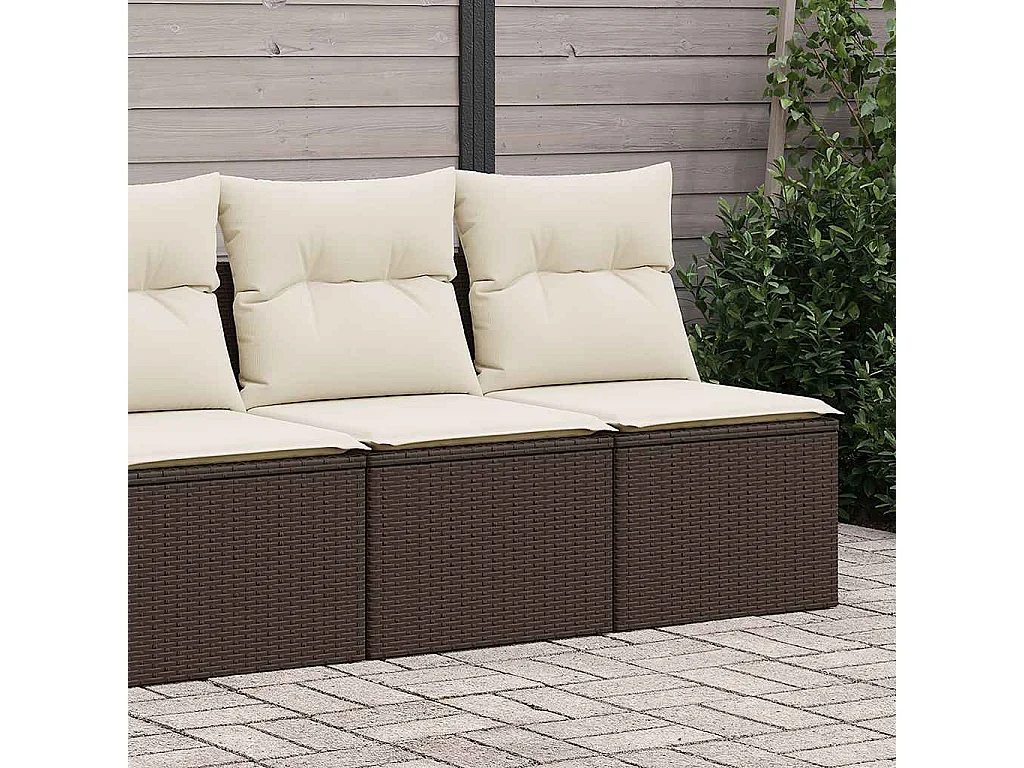 2 pcs conj. sofás jardim c/ almofadões vime PE/acácia castanho
