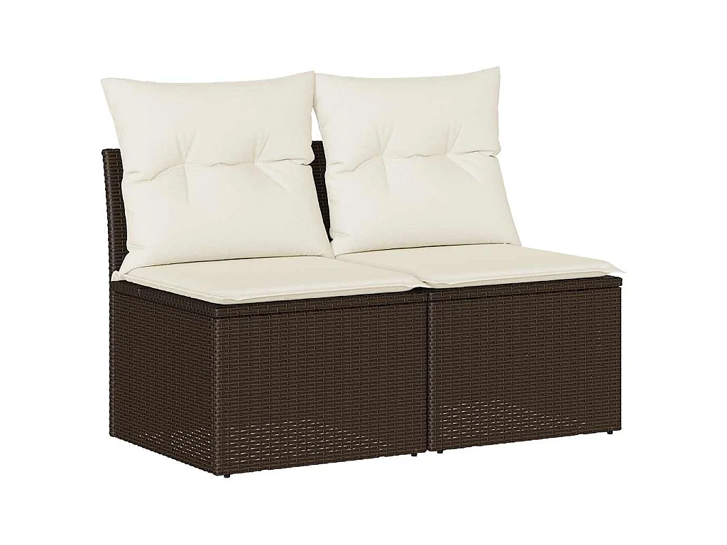 Salon de jardin avec coussins 2pcs marron résine tressée acacia