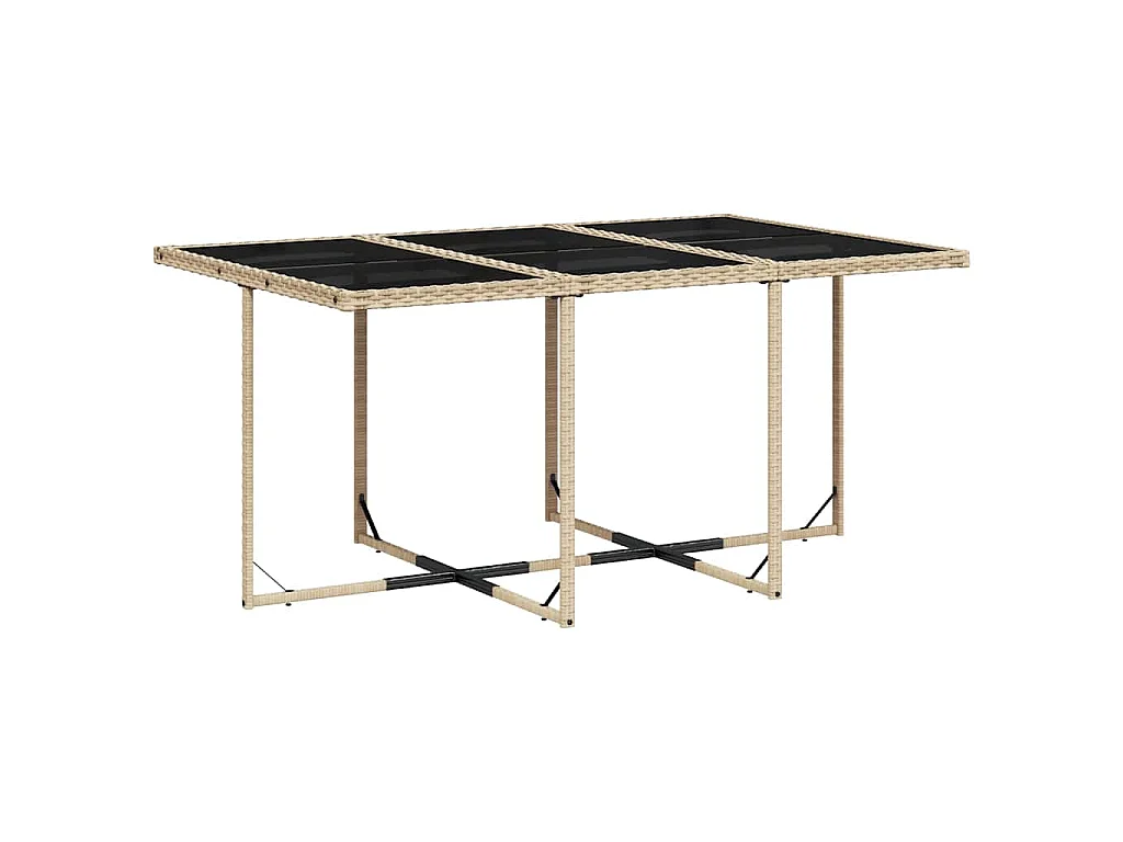 Set da Pranzo da Giardino 11 pz con Cuscini Beige in Polyrattan