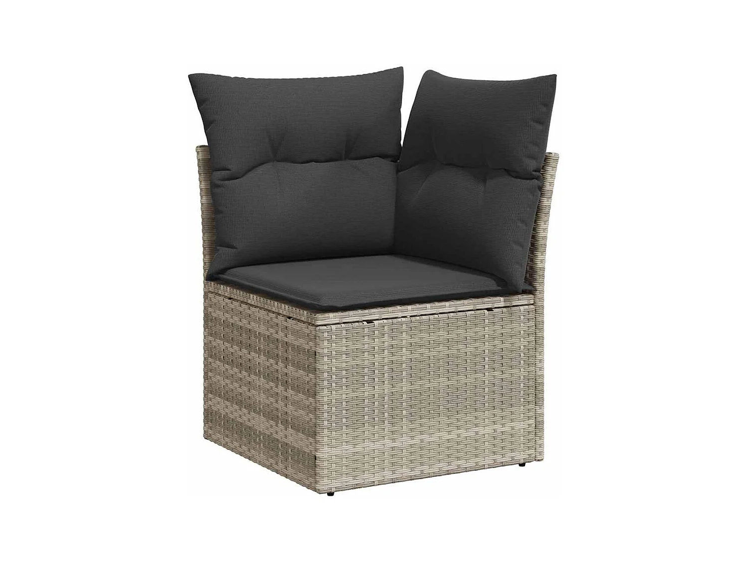 Salon de jardin avec coussins 3 pcs gris clair résine tressée