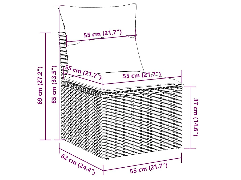 Salon de jardin avec coussins 3 pcs gris clair résine tressée