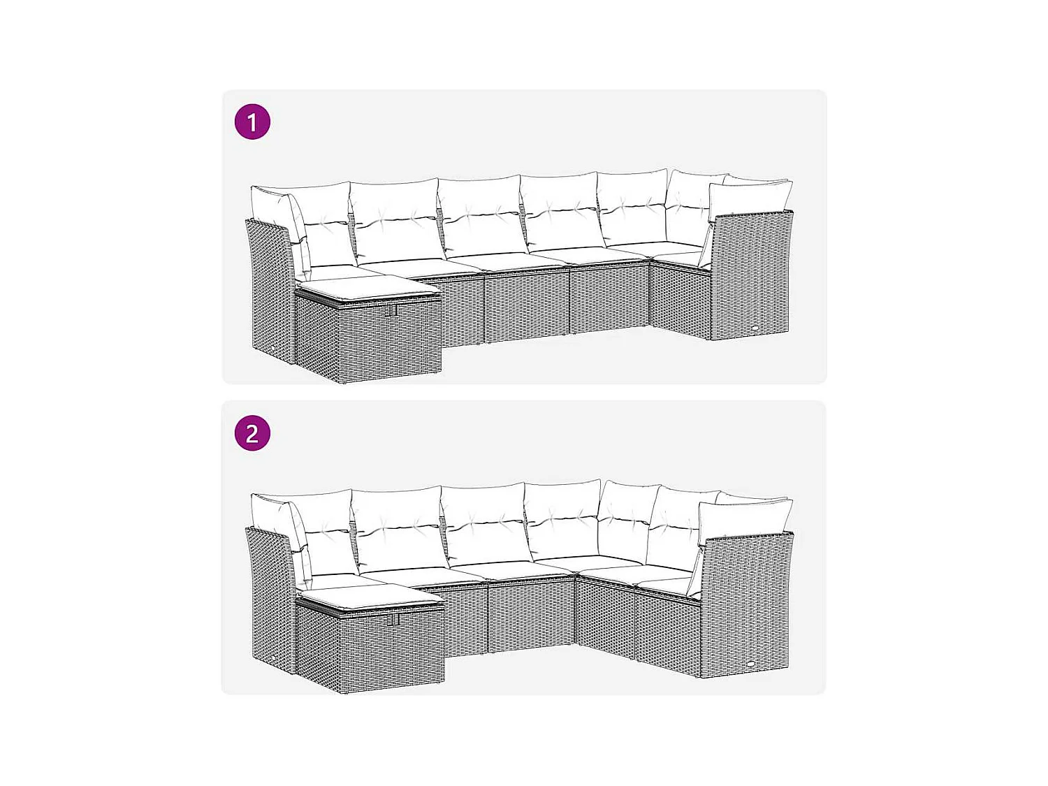 7-delige Loungeset met kussens poly rattan bruin