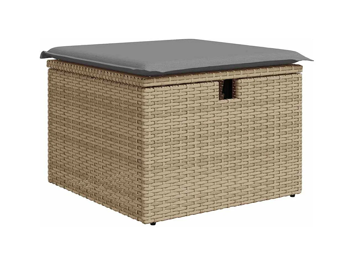 4 pcs conjunto de sofás para jardim c/ almofadões vime PE bege