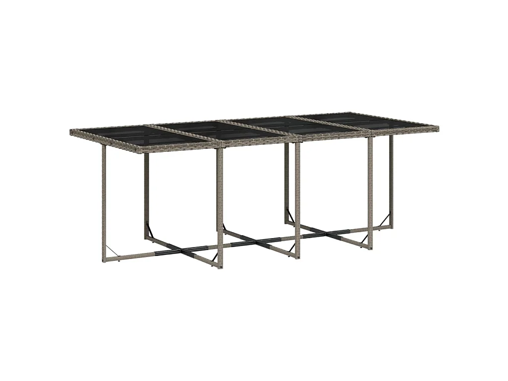 Set da Pranzo da Giardino 9 pz con Cuscini in Polyrattan Grigio