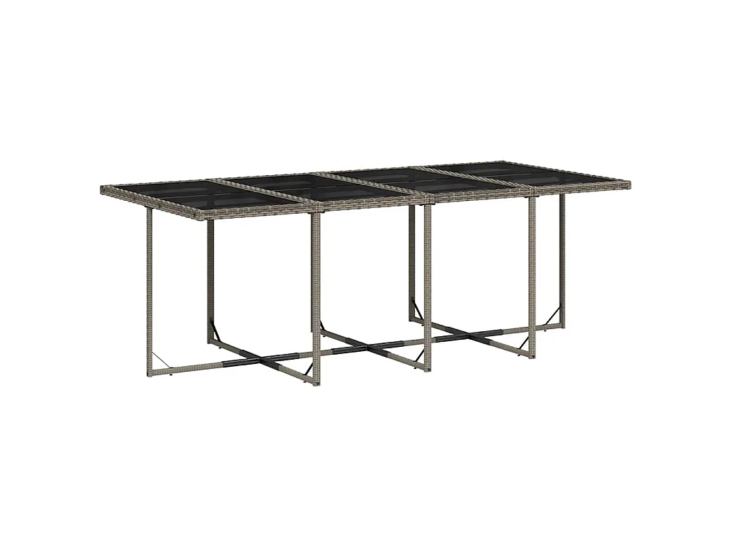 Set da Pranzo da Giardino 9 pz con Cuscini in Polyrattan Grigio