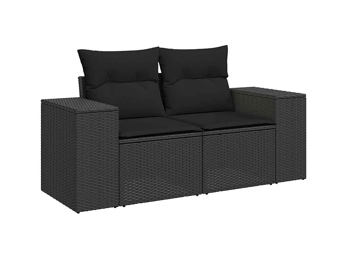 4-tlg. Garten-Sofagarnitur mit Kissen Schwarz Poly Rattan