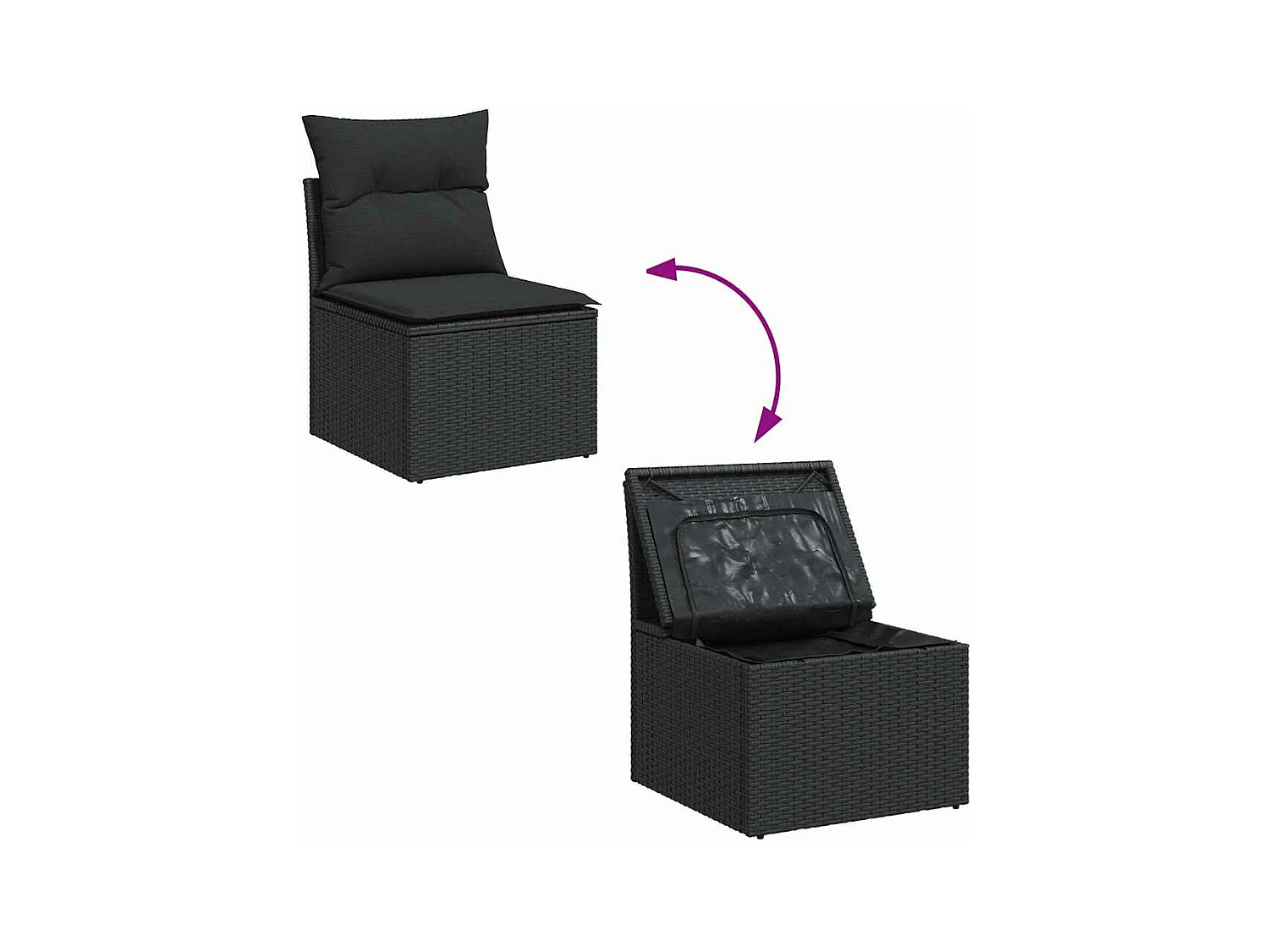 4-tlg. Garten-Sofagarnitur mit Kissen Schwarz Poly Rattan