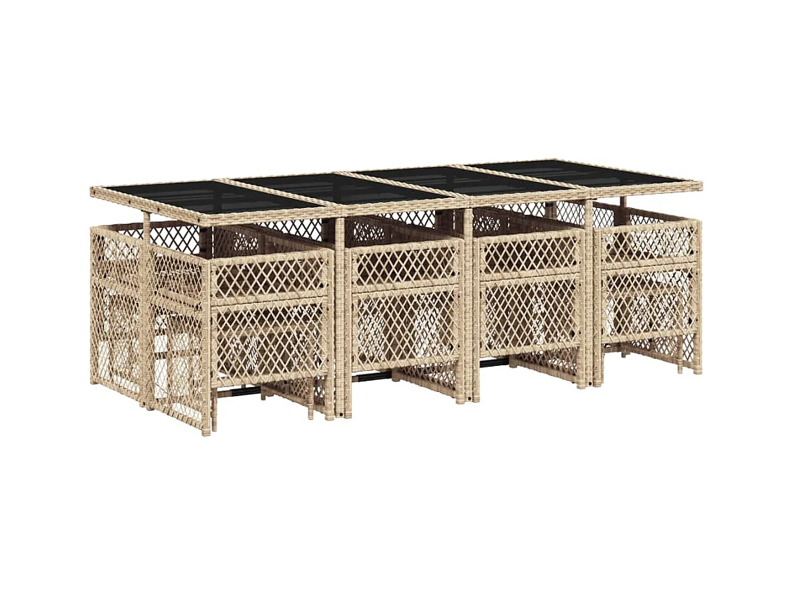 13-delige Tuinset met kussens poly rattan beige