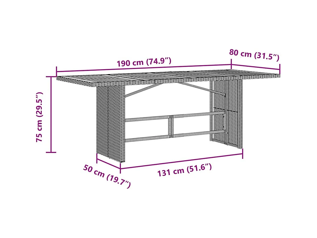 7-tlg. Garten-Essgruppe mit Kissen Schwarz Poly Rattan