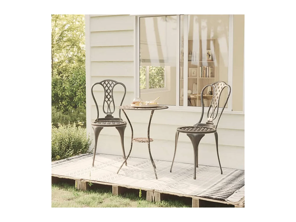 Ensemble de bistro 3 pcs Aluminium coulé Bronze