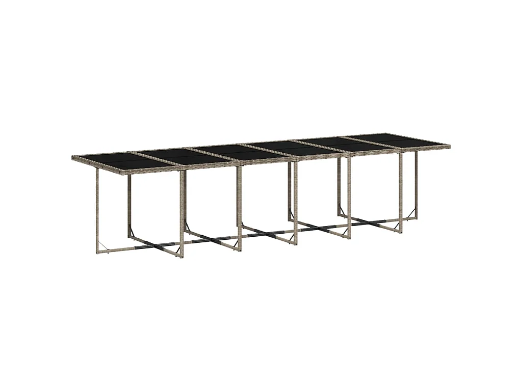 Set da Pranzo da Giardino 17pz con Cuscini Grigio in Polyrattan