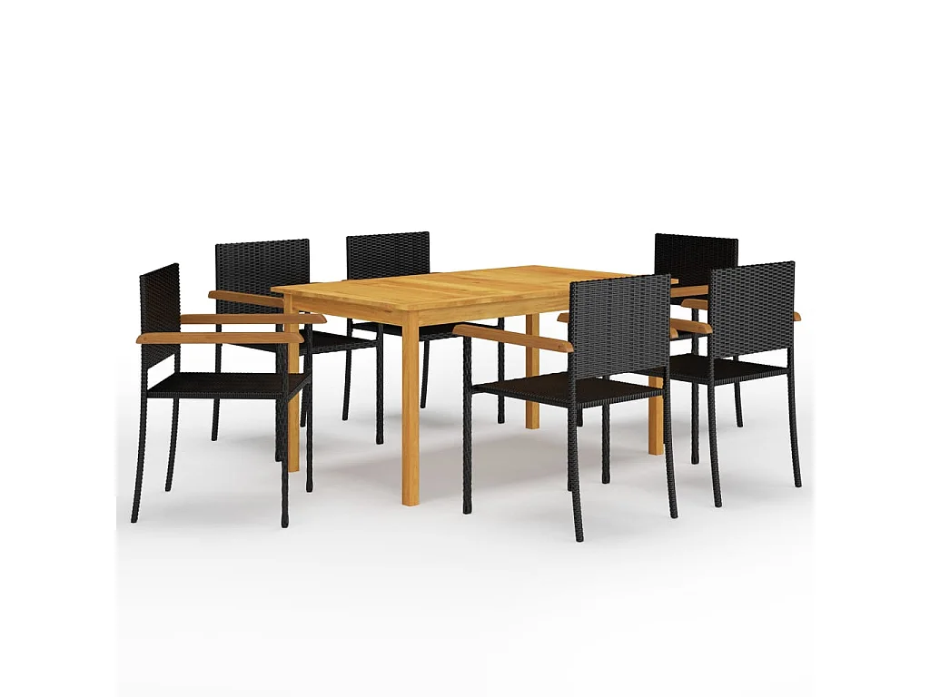 Set Mobili da Pranzo per Giardino 7 pz Nero