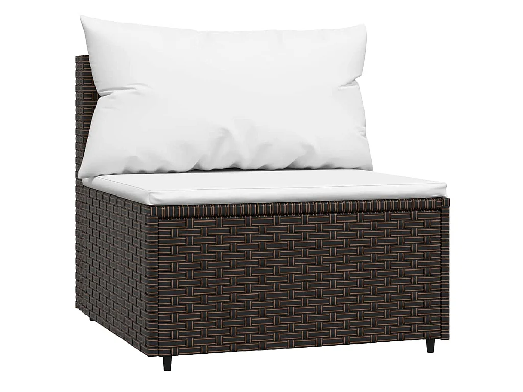3-tlg. Garten-Lounge-Set mit Kissen Braun Poly Rattan
