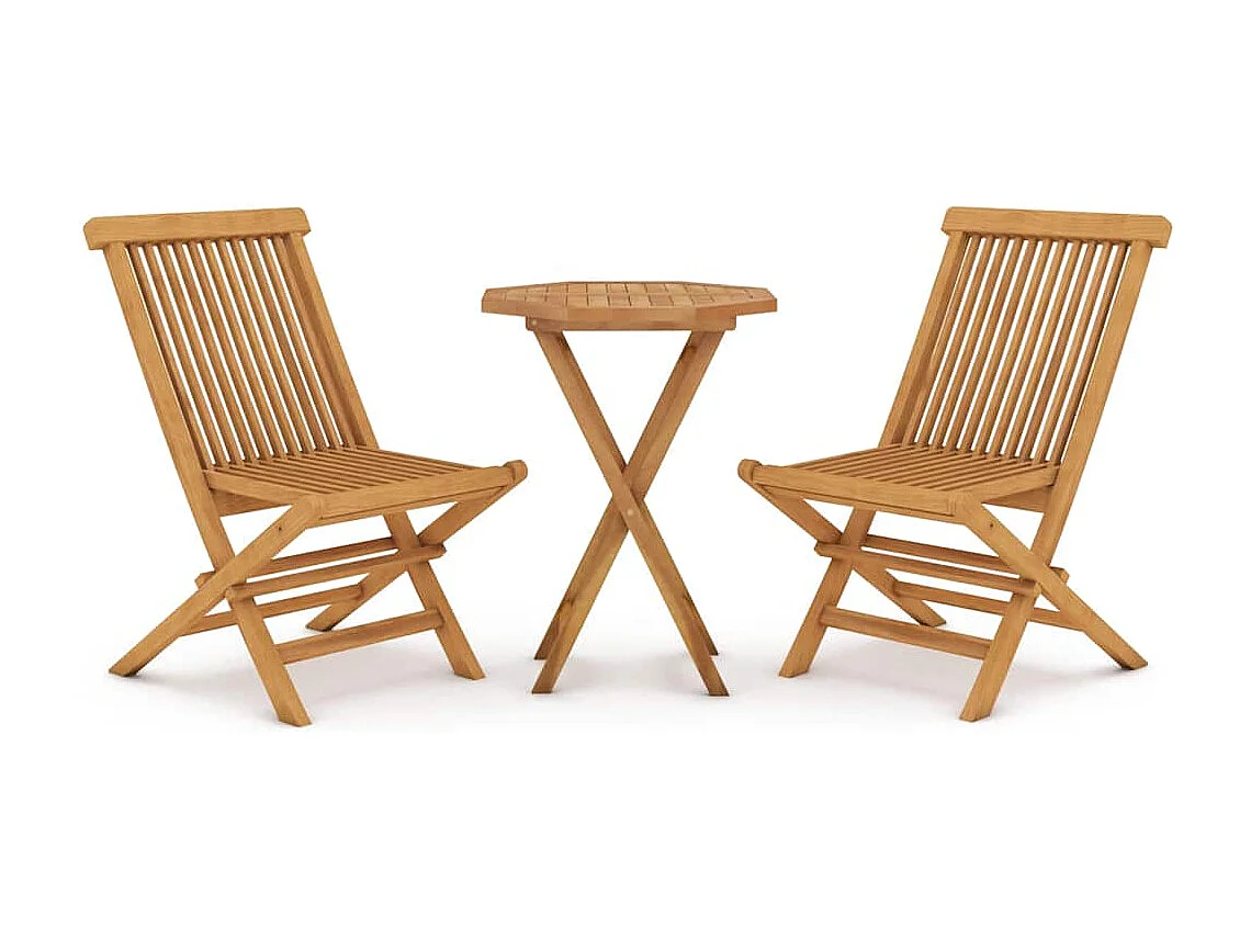 3-tlg. Garten-Essgruppe Massivholz Teak