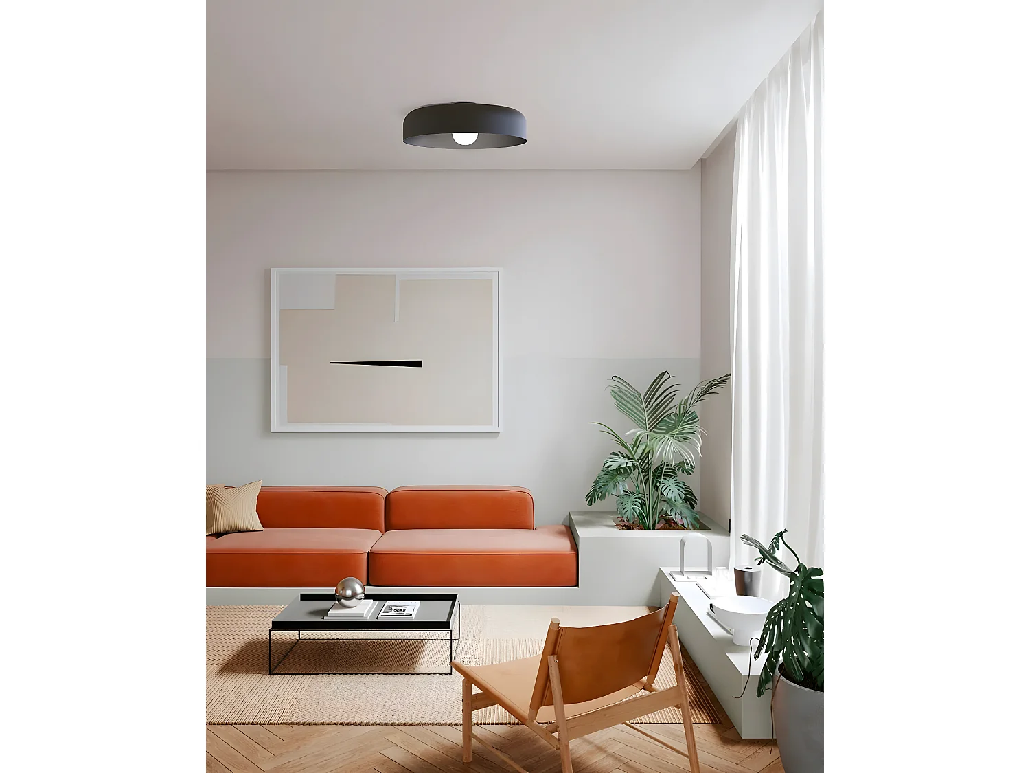 TUZZI Plafonnier, 1xE27, max 42W, métal, noir mat, D.40cm