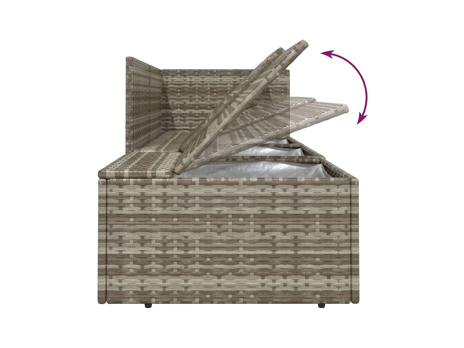 Salon de jardin 4 pcs avec coussins Gris Résine tressée