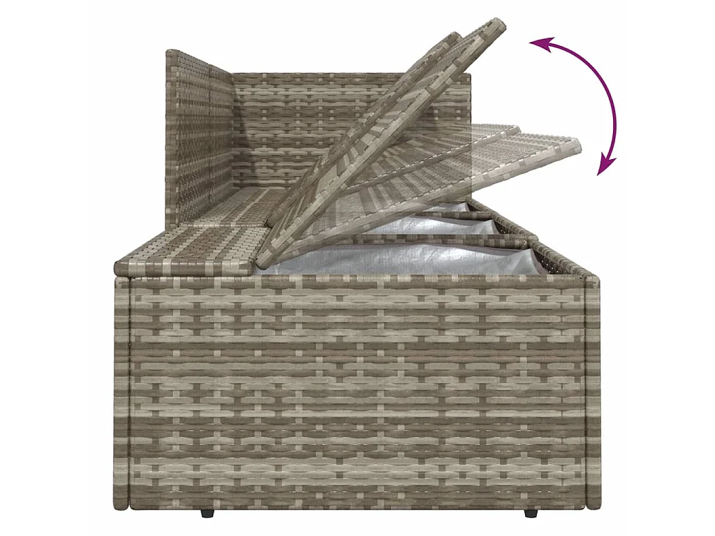4-tlg. Garten-Lounge-Set mit Kissen Grau Poly Rattan
