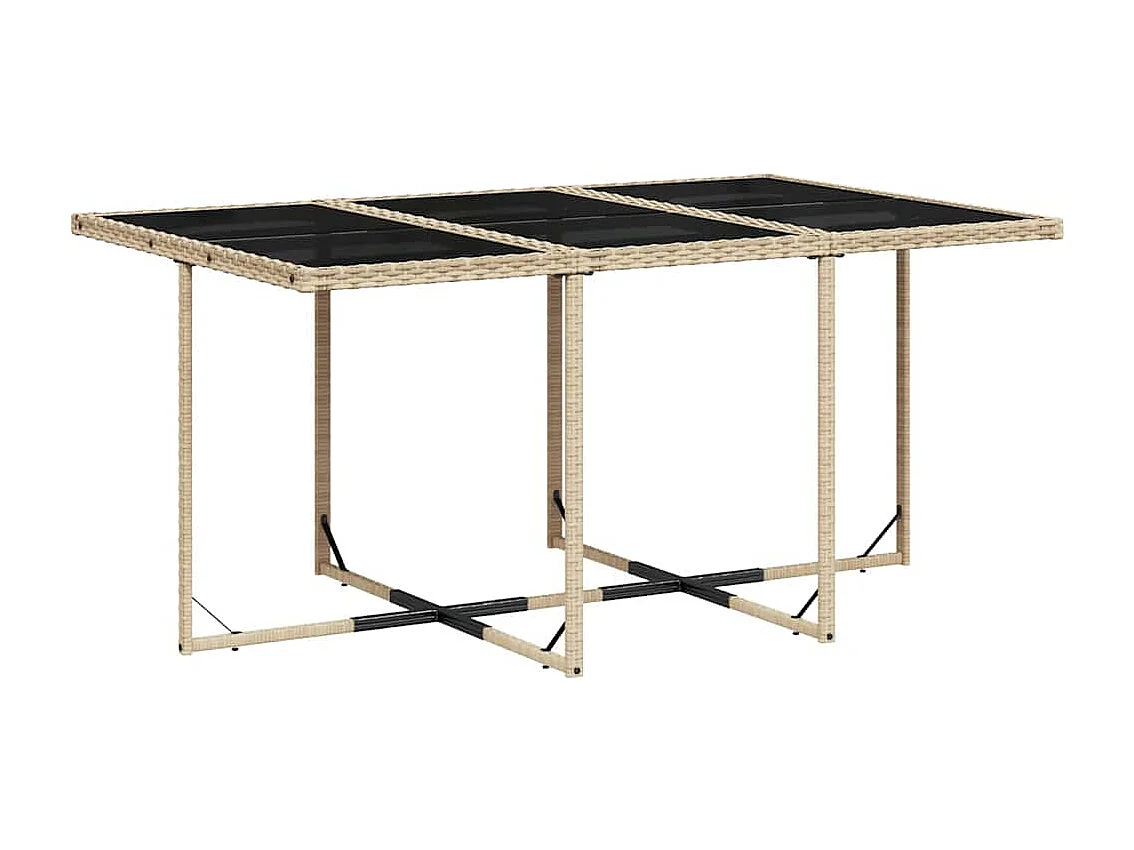 Ensemble à manger de jardin coussins 7 pcs mélange beige rotin