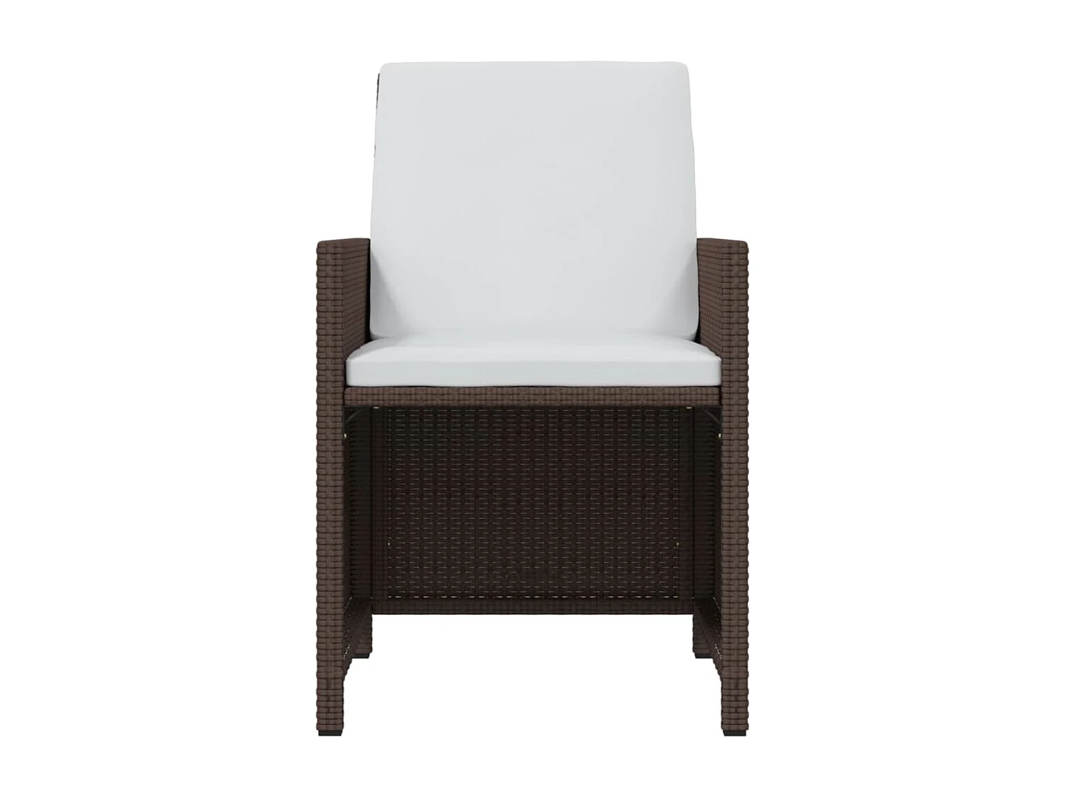 Set da Pranzo da Giardino 7 pz con Cuscini Polyrattan Marrone