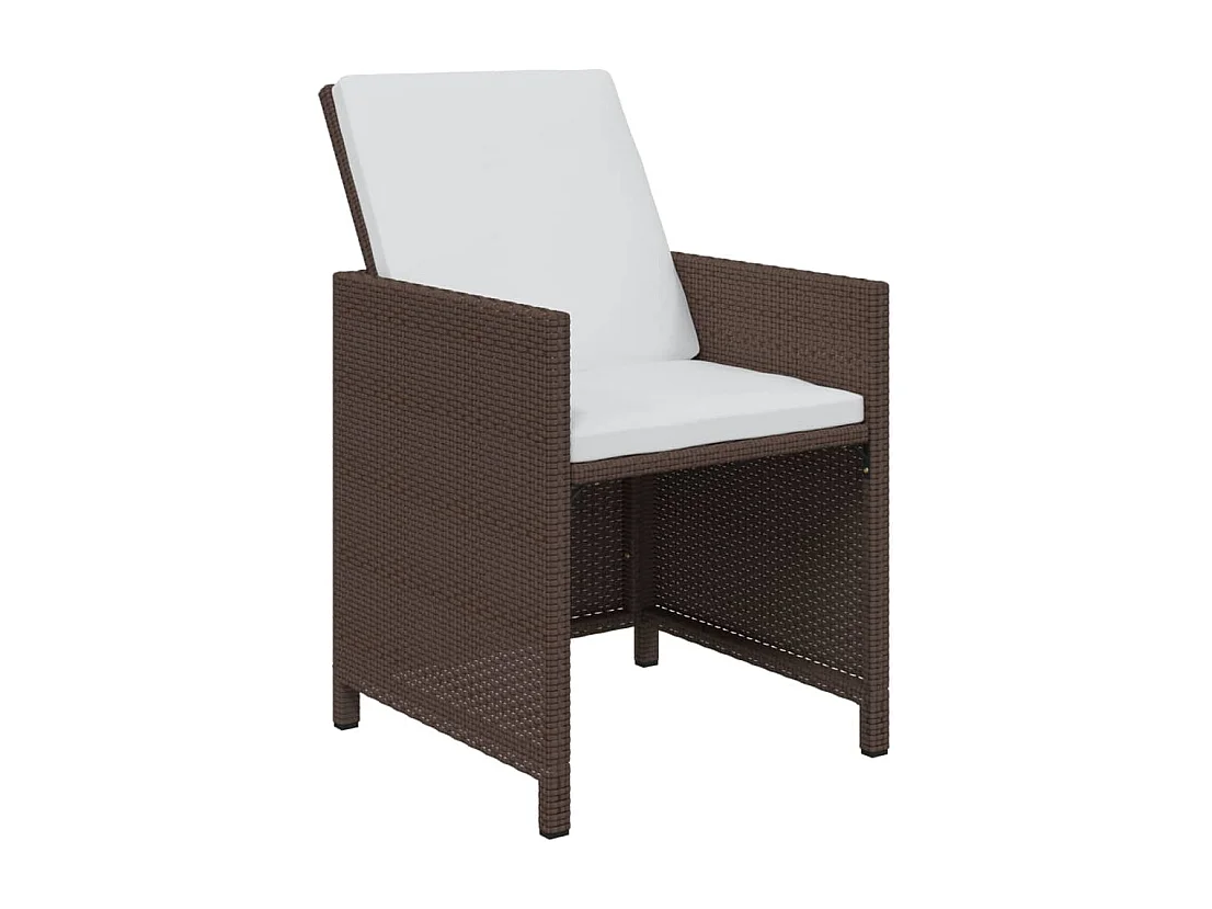 Set da Pranzo da Giardino 7 pz con Cuscini Polyrattan Marrone