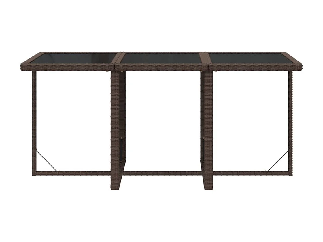 Set da Pranzo da Giardino 7 pz con Cuscini Polyrattan Marrone