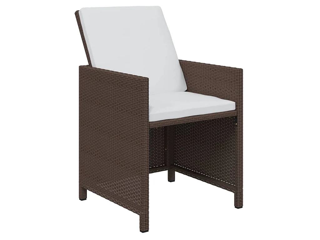 Ensemble à manger de jardin et coussins 7 pcs marron poly rotin