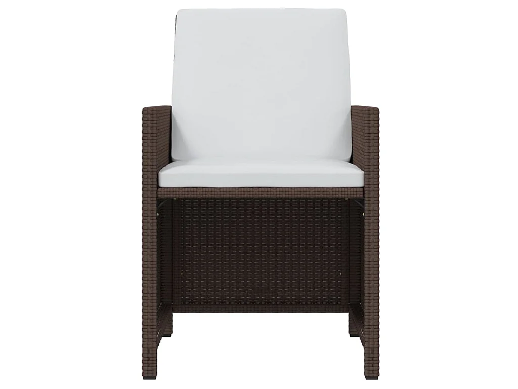 Ensemble à manger de jardin et coussins 7 pcs marron poly rotin