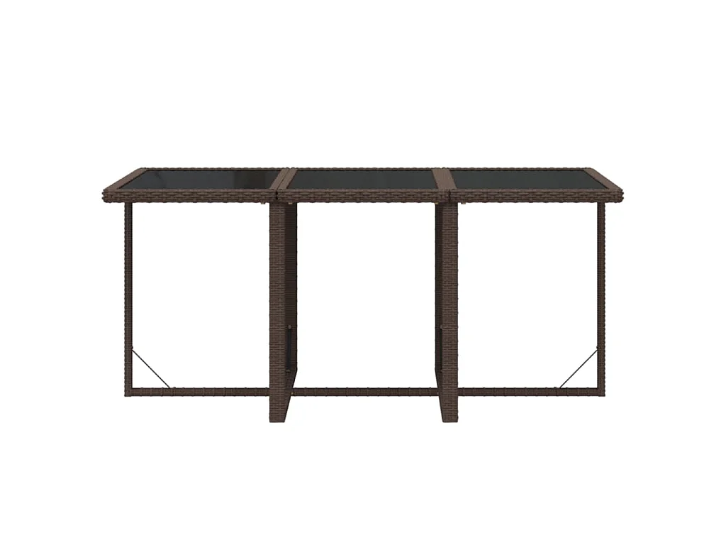 Ensemble à manger de jardin et coussins 7 pcs marron poly rotin